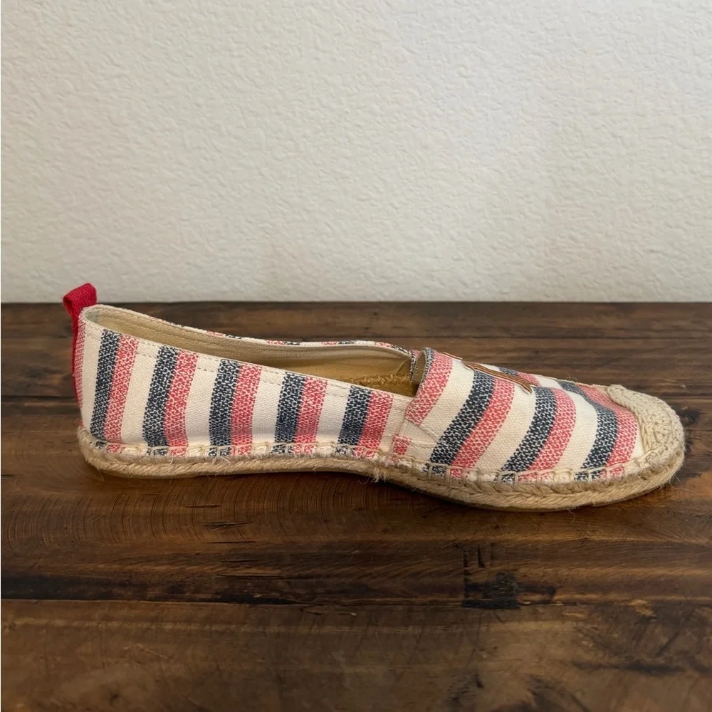 Tommy Hilfiger Striped Canvas TH Logo Espadrille Shoes. Size 8.